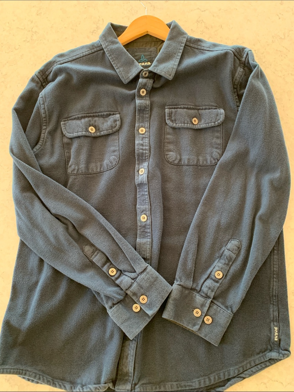 Prana Men's Long-Sleeve Button-Down Shirt - Navy Blue